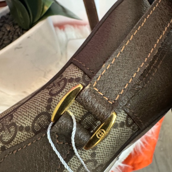 Gucci Brown Canvas and Leather Shoulder Bag with Red & Green Web - Picture 5 of 16